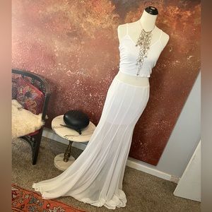 Beautiful Enza Costa White Semi-Sheer Skirt - Bridal Brunch, Beach Wedding